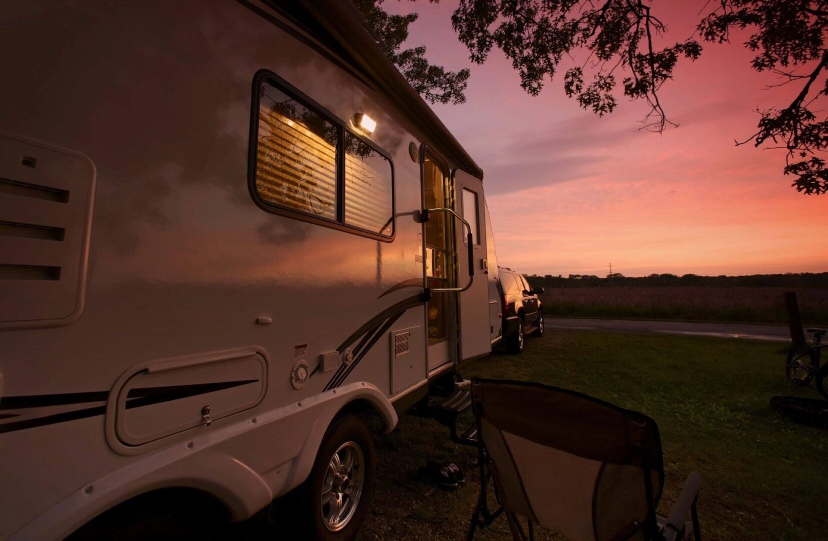 Travel Trailer in Sunset